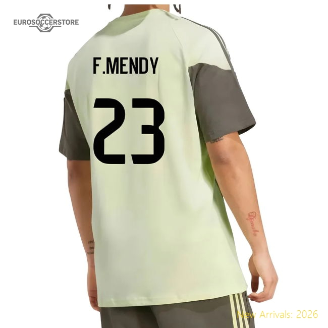 2025-2026 Real Madrid Training Tee (Almost Lime) (F.Mendy 23)-Football Jersey Hub