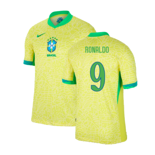 2024-2025 Brazil Home Dri-Fit ADV Match Shirt (Ronaldo 9)-Football Jersey Hub