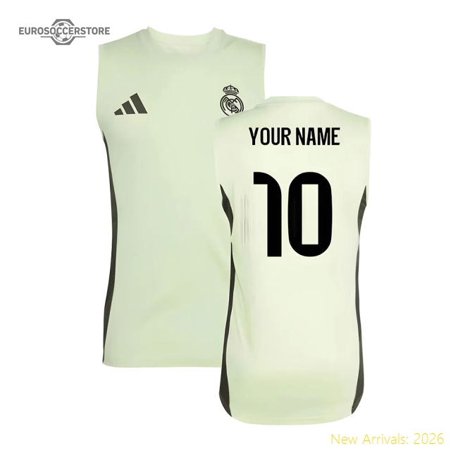 2025-2026 Real Madrid Sleeveless Training Jersey (Almost Lime) (Your Name)-Football Jersey Hub