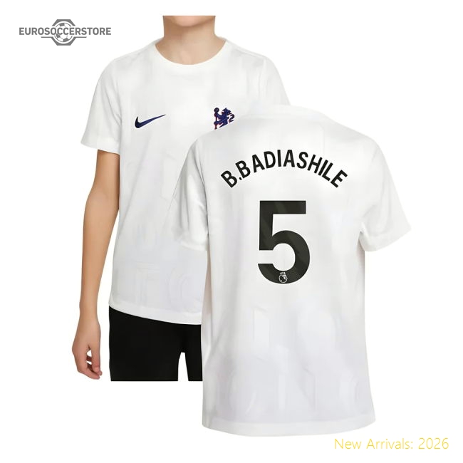 2025-2026 Chelsea Pre-Match Shirt (White) - Kids (B.Badiashile 5)-Football Jersey Hub