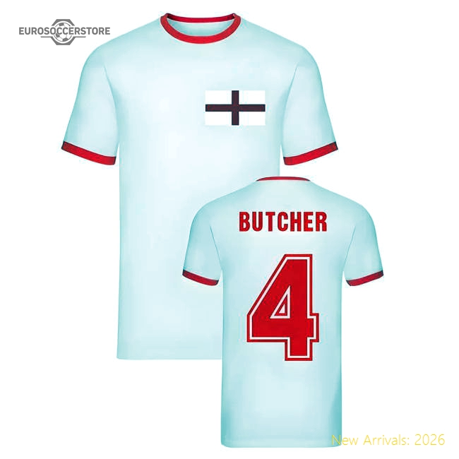 Terry Butcher England Ringer Tee (White)-Football Jersey Hub