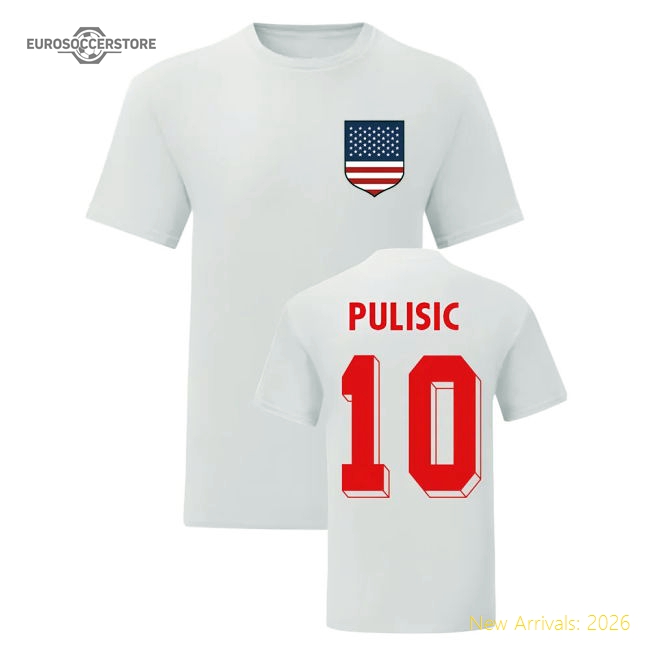 Christian Pulisic USA National Hero Tee (White)-Football Jersey Hub