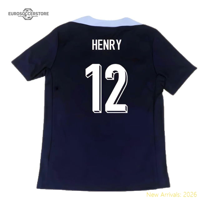 2024-2025 France Dri-Fit Strike Training Shirt (Navy) (Henry 12)-Football Jersey Hub