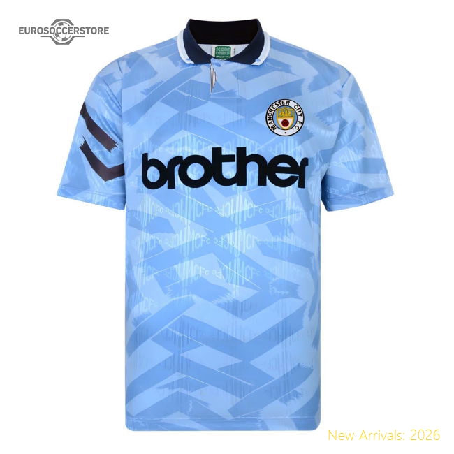 Score Draw Manchester City 1992 Retro Football Shirt-Football Jersey Hub