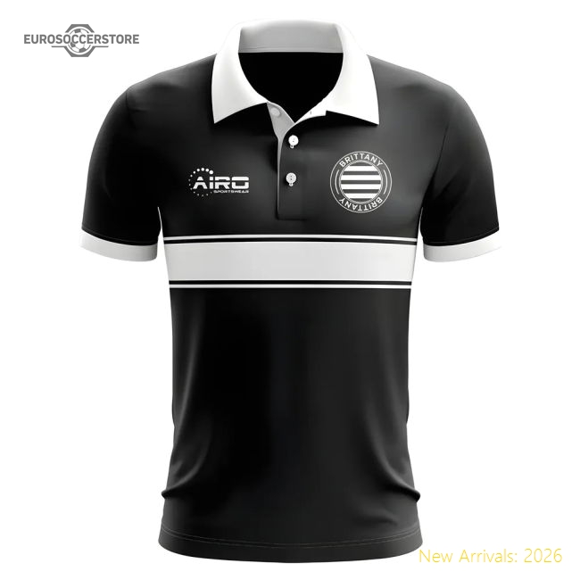 Brittany Concept Stripe Polo Shirt (Black)-Football Jersey Hub