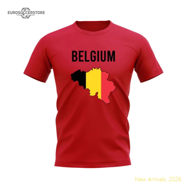 Belgium Map T-shirt (Red)-Football Jersey Hub