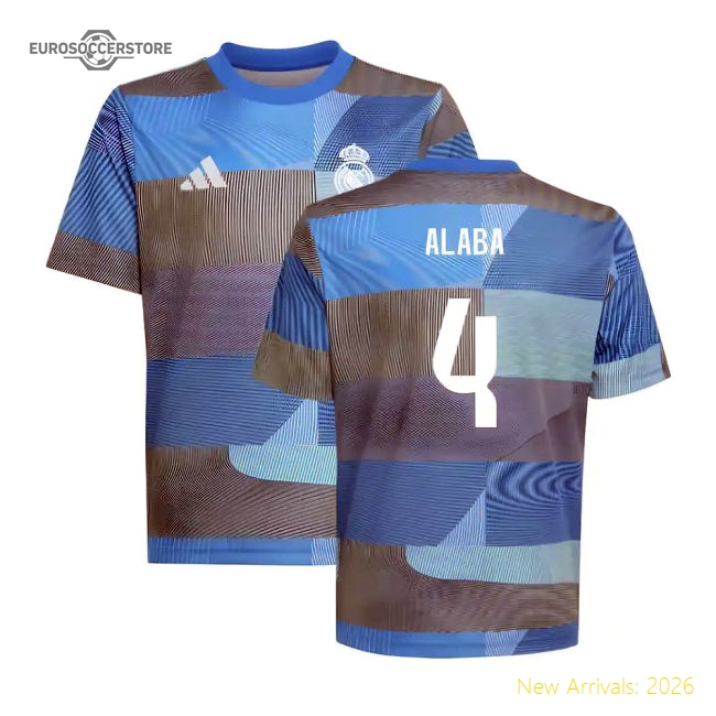 2025-2026 Real Madrid Pre-Match Shirt (Blue) - Kids (Alaba 4)-Football Jersey Hub