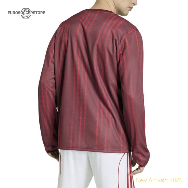 2025-2026 Arsenal Pre-Match Warm Up Top (Burgundy)-Football Jersey Hub