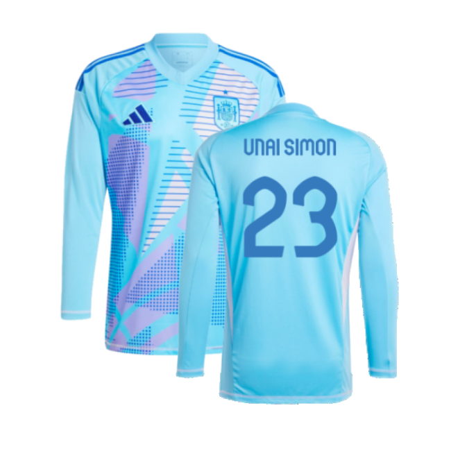 2024-2025 Spain Home LS Goalkeeper Shirt (Semi Blue) (Unai Simon 23)-Football Jersey Hub