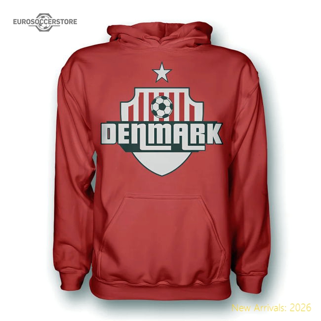 Denmark Country Logo Hoody (red) - Kids-Football Jersey Hub