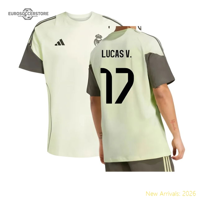 2025-2026 Real Madrid Training Tee (Almost Lime) (Lucas V. 17)-Football Jersey Hub