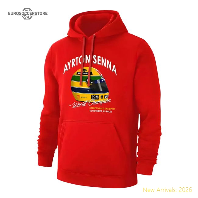 Ayrton Senna Helmet footer with hood, red-Football Jersey Hub