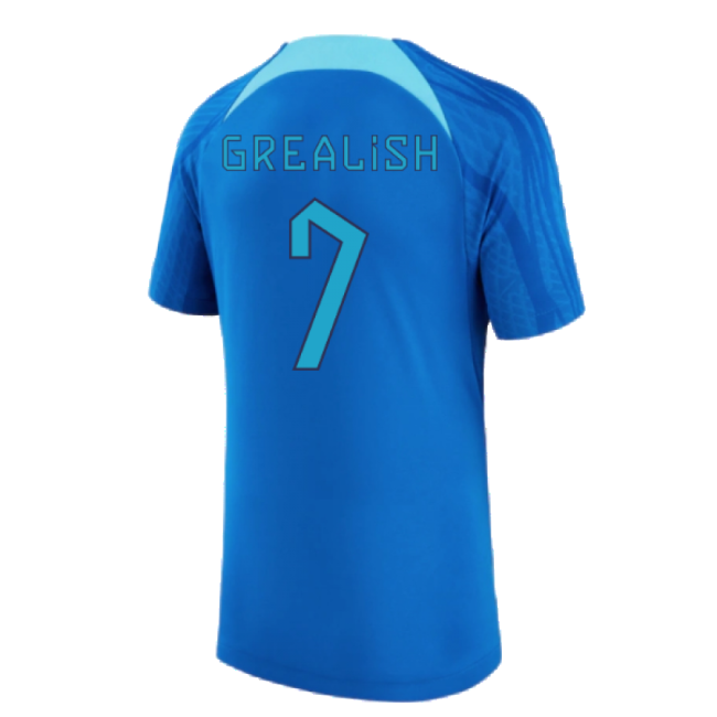 2022-2023 England Strike Dri-FIT Training Shirt (Blue) (Grealish 7)-Football Jersey Hub
