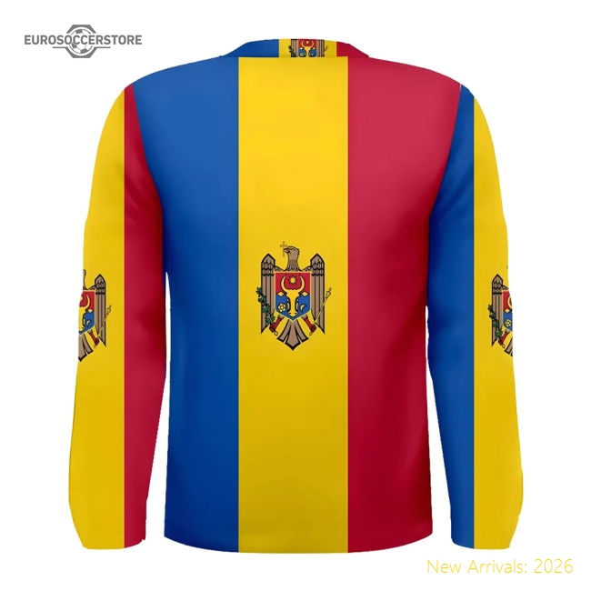 Moldova Flag Long Sleeve Sublimated Sports Jersey-Football Jersey Hub
