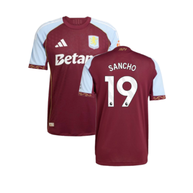 2025-2026 Aston Villa Authentic Home Shirt (Sancho 19)-Football Jersey Hub