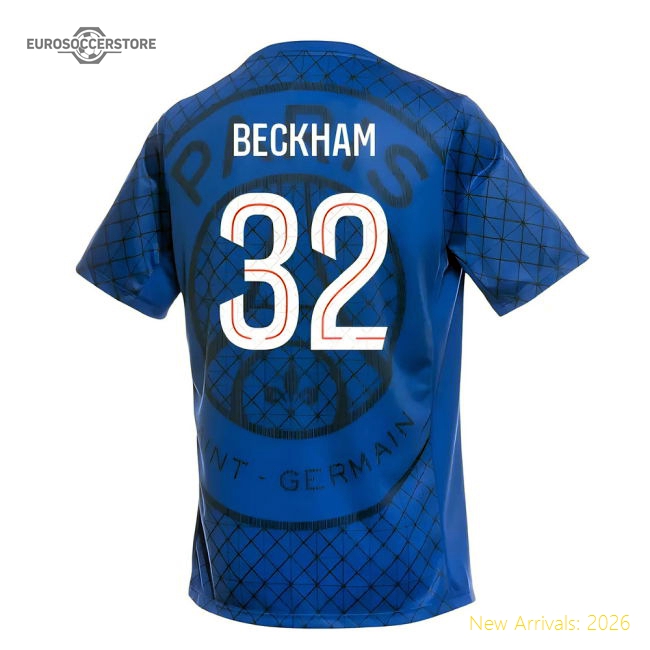2025-2026 PSG Academy Pro Home Pre Match Shirt (Royal) (Beckham 32)-Football Jersey Hub