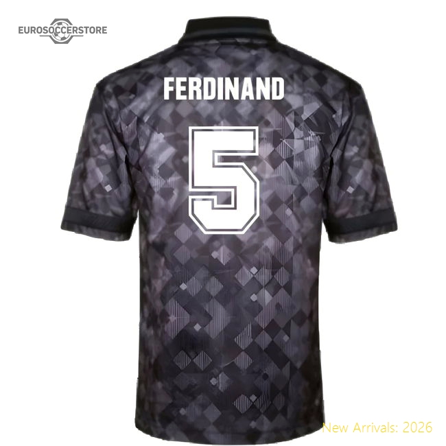 England 1990 Black Out Retro Football Shirt (Ferdinand 5)-Football Jersey Hub