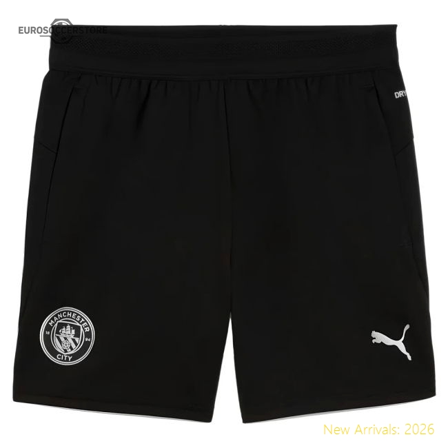 2025-2026 Man City Training Shorts w/pockets (Black) - Kids-Football Jersey Hub