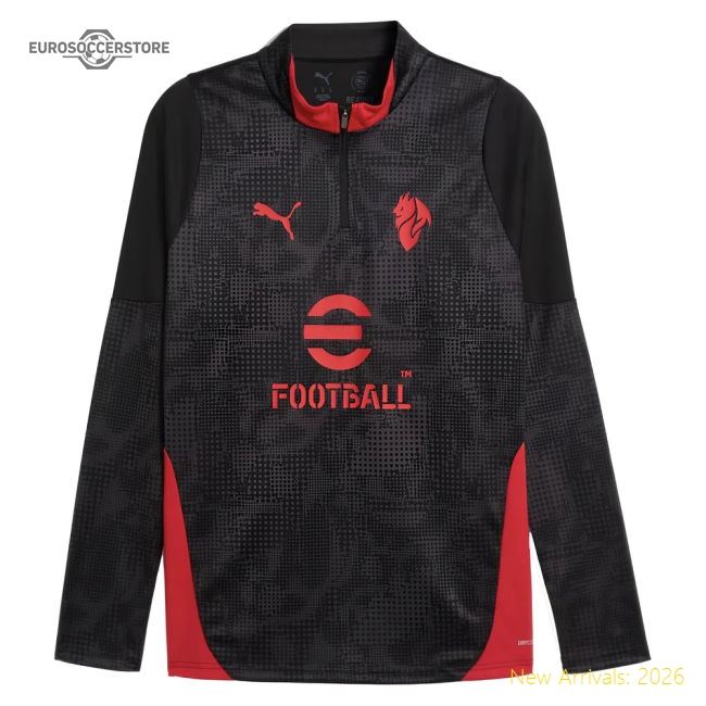 2025-2026 AC Milan Training 1/4 Zip Top (Black)-Football Jersey Hub