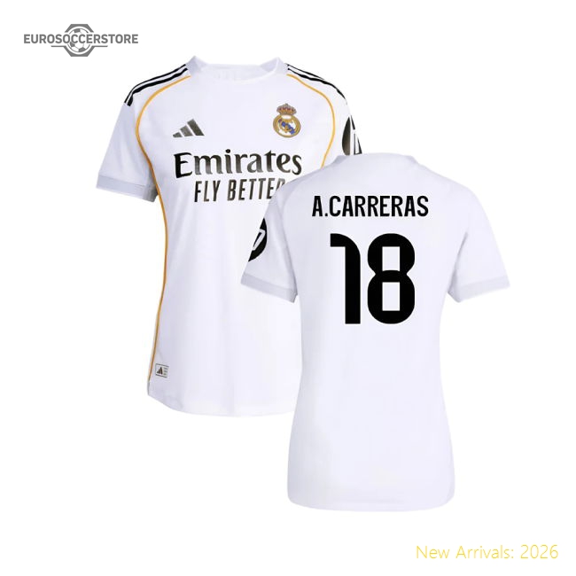 2025-2026 Real Madrid Authentic Home Shirt (Womens) (A.Carreras 18)-Football Jersey Hub