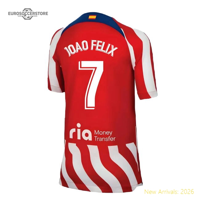 2022-2023 Atletico Madrid Home Shirt (Kids) (JOAO FELIX 7)-Football Jersey Hub