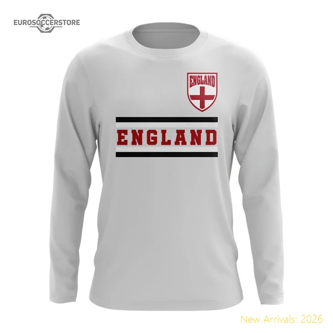 England Core Football Country Long Sleeve T-Shirt (White)-Football Jersey Hub