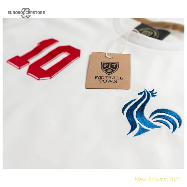 France Les Bleus 10 White Retro Football Tee-Football Jersey Hub