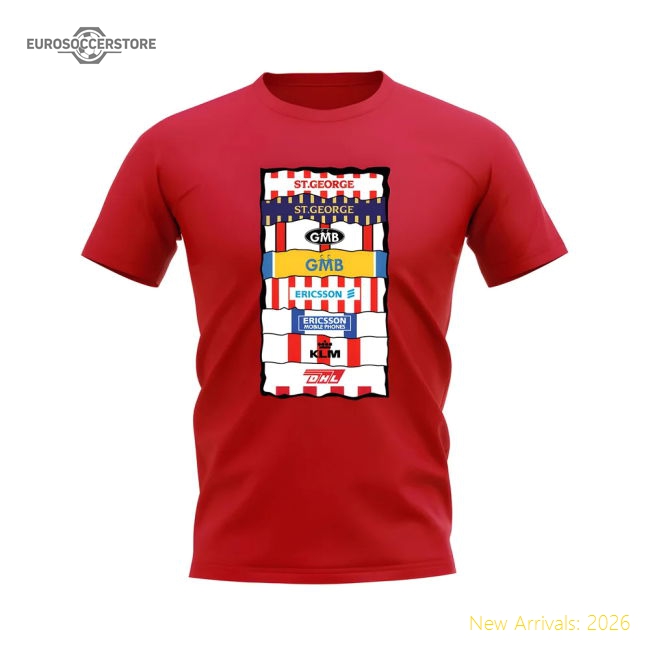 Brentford Sponsor History T-shirt (Red)-Football Jersey Hub
