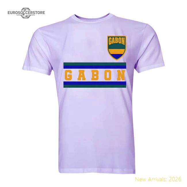 Gabon Core Football Country T-Shirt (White)-Football Jersey Hub