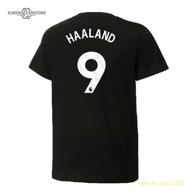 2024-2025 Man City ftblCulture Tee (Black) (Haaland 9)-Football Jersey Hub