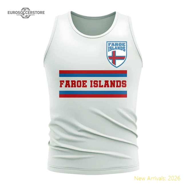Faroe Islands Core Football Country Sleeveless Tee (White)-Football Jersey Hub