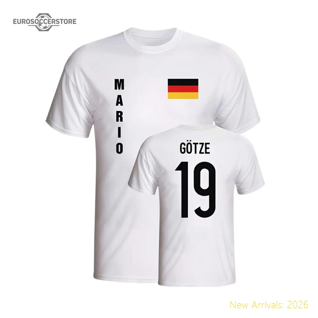 Mario Gotze Germany Flag T-shirt (white)-Football Jersey Hub