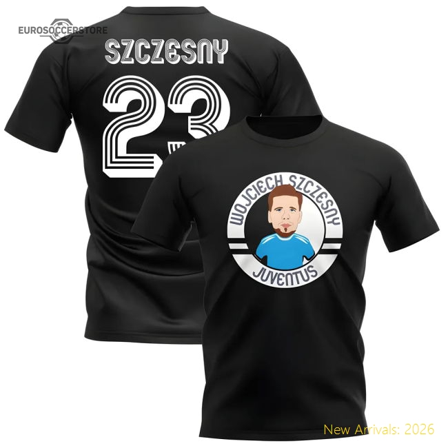 Wojciech Szczesny Juventus Illustration T-Shirt (Black)-Football Jersey Hub