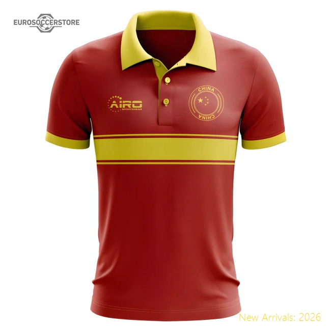 China Concept Stripe Polo Shirt (Red)-Football Jersey Hub