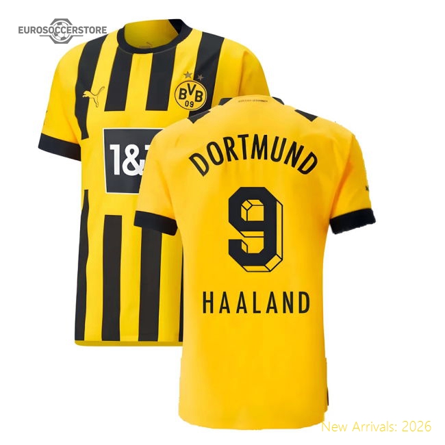 2022-2023 Borussia Dortmund Authentic Home Shirt (HAALAND 9)-Football Jersey Hub
