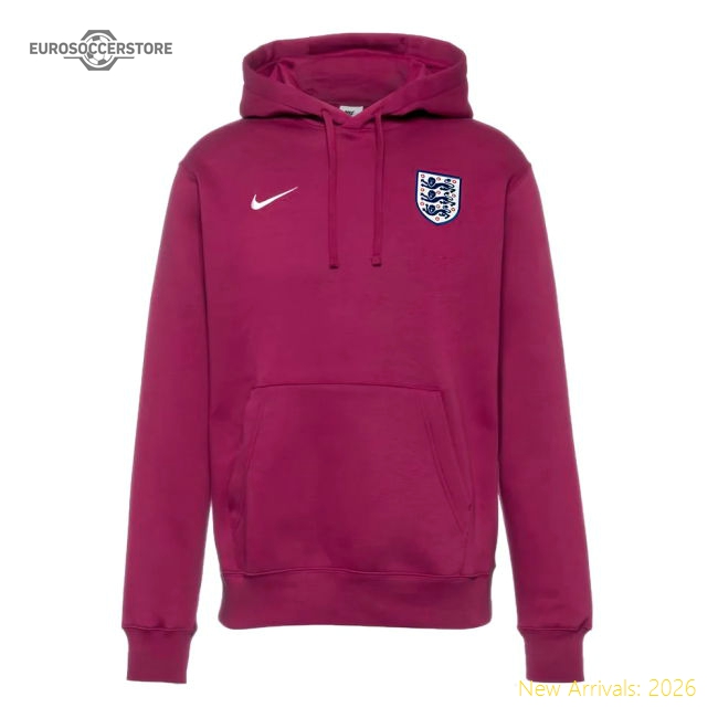 2024-2025 England Football Pullover Hoodie (Rosewood)-Football Jersey Hub