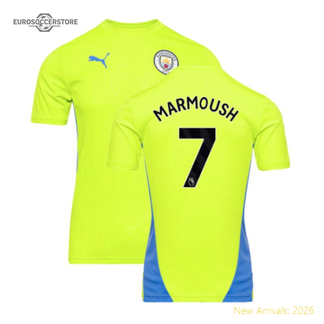 2024-2025 Man City Training Shirt (Yellow Glow) (Marmoush 7)-Football Jersey Hub