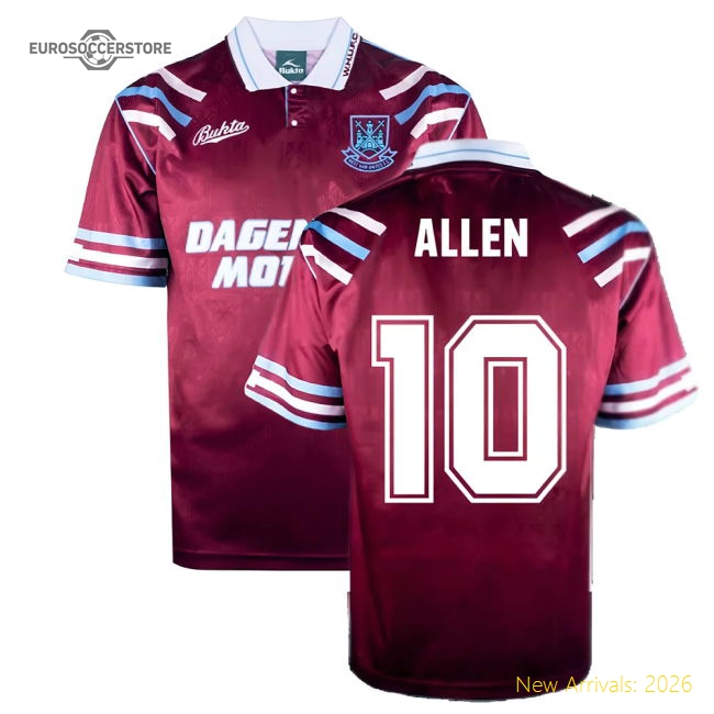 West Ham United 1992 Retro Football Shirt (Allen 10)-Football Jersey Hub