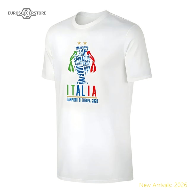 Italy CAMPIONI D\'EUROPA 2020 t-shirt, white-Football Jersey Hub