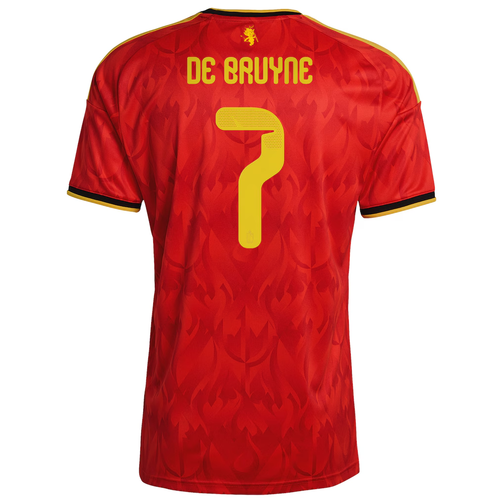 De Bruyne Belgium Home Shirt 2026 – Burgundy & Gold Football Supporter Jersey #7
