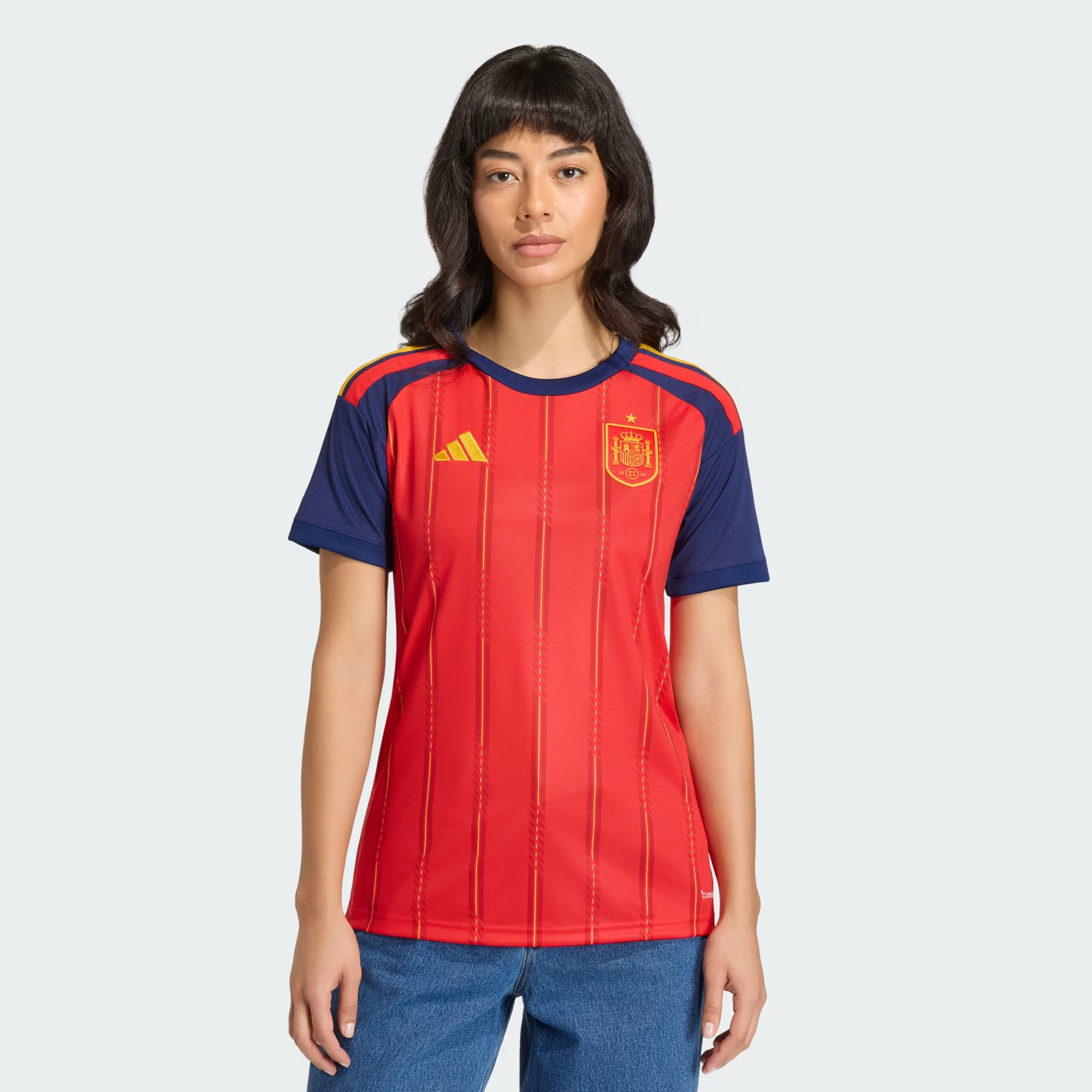 Women's Spain Home Jersey 2026 – Crimson & Yellow Female Soccer Supporter Shirt