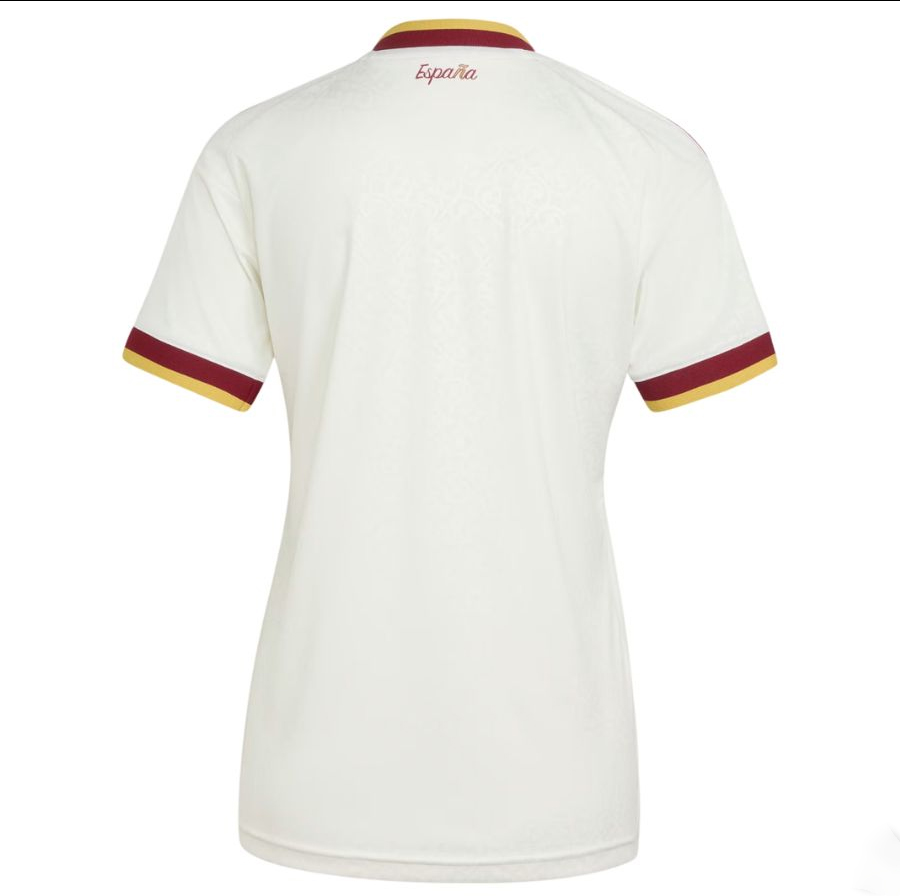 Women's Spain Away Jersey 2026 – Off-White & Burgundy 2-Star Female Soccer Shirt