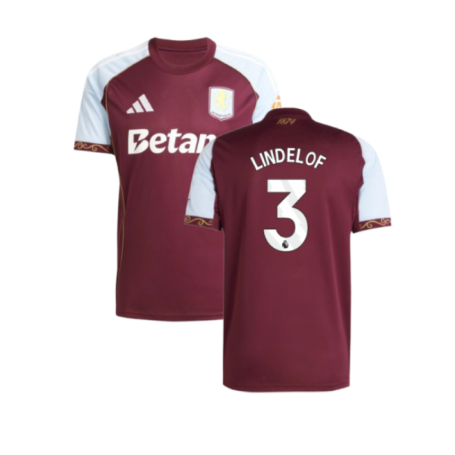 2025-2026 Aston Villa Home Shirt (Lindelof 3)-Football Shirts Shop
