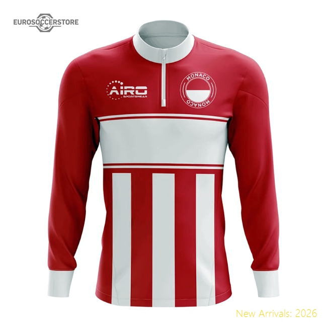 Monaco Concept Football Half Zip Midlayer Top (Red-White)-Football Shirts Shop