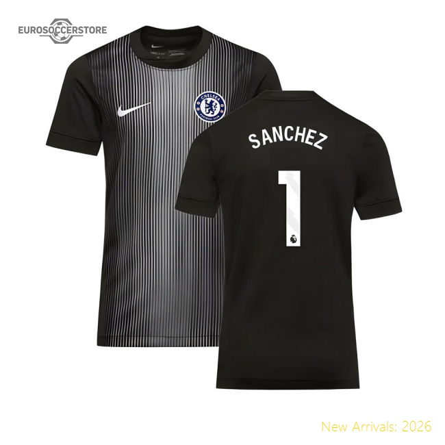 2025-2026 Chelsea Home Goalkeeper Shirt (Black) - Kids (Sanchez 1)-Football Shirts Shop
