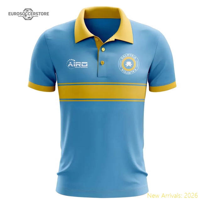 Kalmykia Concept Stripe Polo Shirt (Sky)-Football Shirts Shop