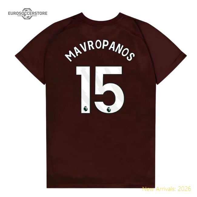 West Ham United Poly T-Shirt (Claret/Blue) - Kids (Mavropanos 15)-Football Shirts Shop