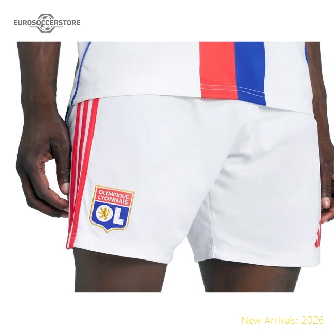 2025-2026 Olympique Lyon Home Shorts (White)-Football Shirts Shop