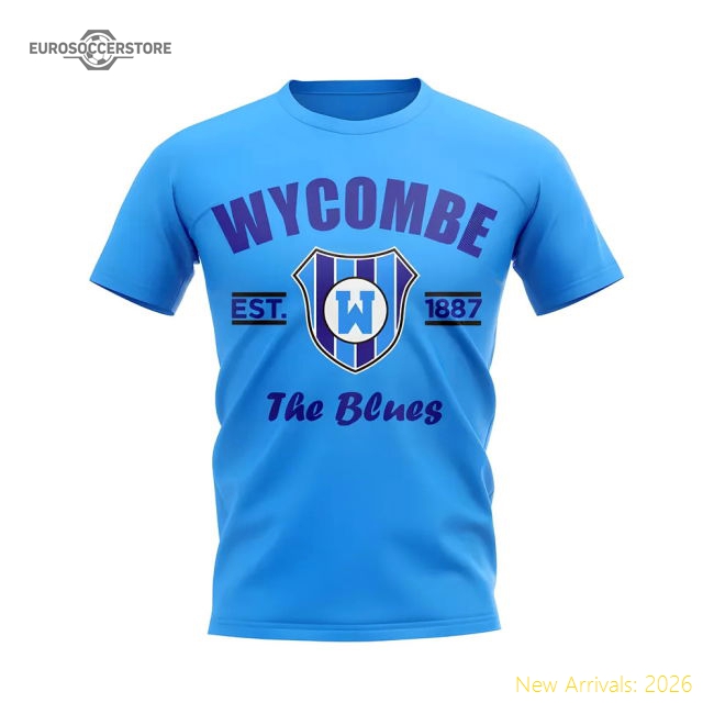 Wycombe Established Football T-Shirt (Sky)-Football Shirts Shop