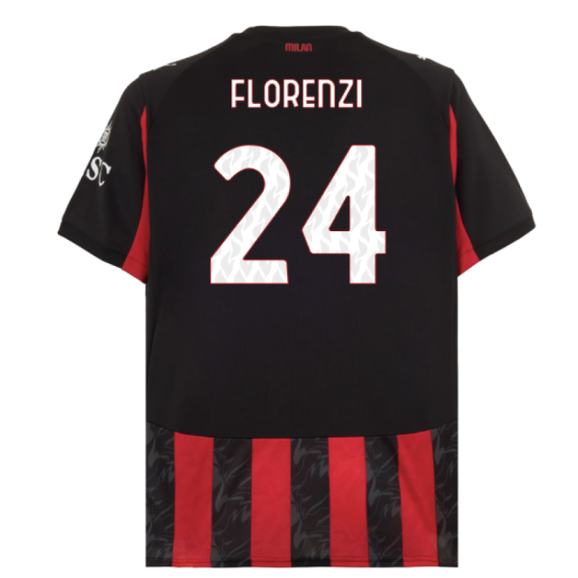 2025-2026 AC Milan Home Shirt (Florenzi 24)-Football Shirts Shop